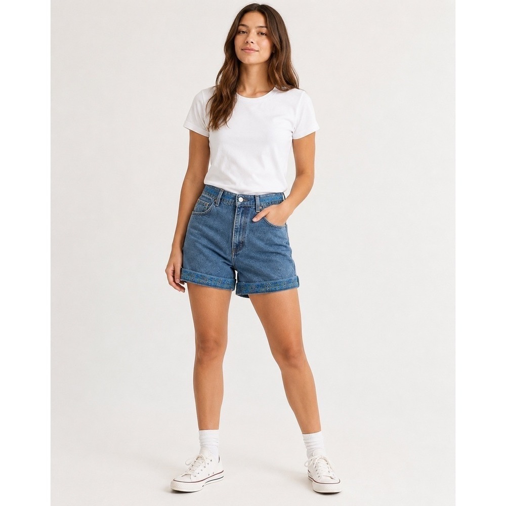 Vintage Bill Blass High Waisted Denim Shorts Y2K Boho Waist 33 Size 14 16